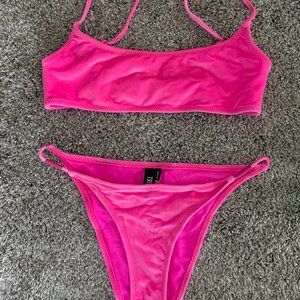Pink Velvet Triangl Swimwear Bikini Set